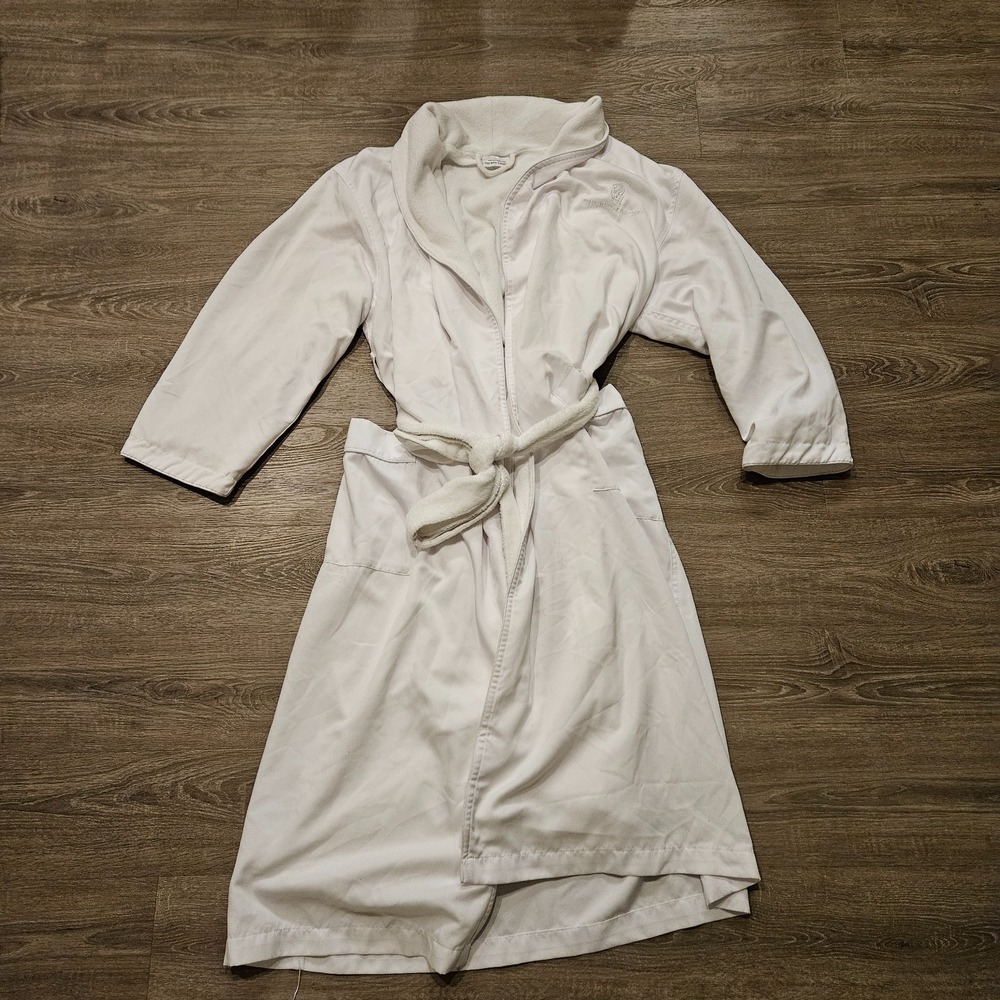 Vintage The Ritz Carlton Hotel Terry Cloth Spa Bath Robe White Belted Size Large